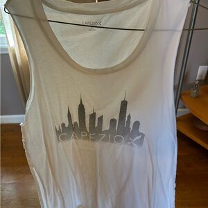 Capezio White Sleeveless Tank Top with NYC Skyline